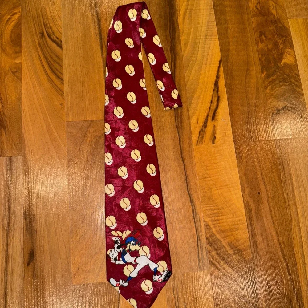 Mickey Unlimited bundle Baseball Necktie‎ Goofy Cartoon Novelty Tie red blue